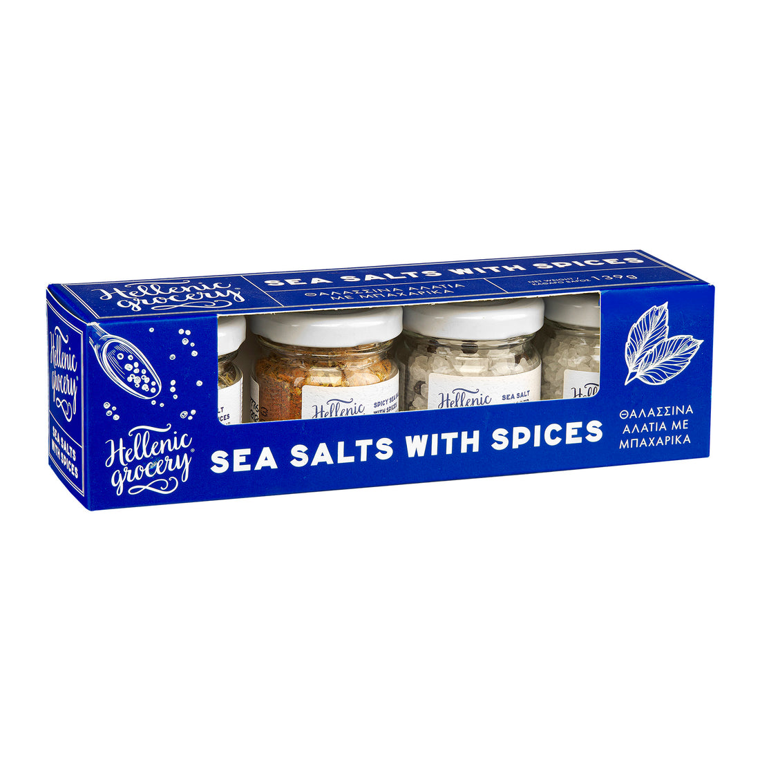 Sjávarsaltblöndur með kryddi • 4 í pakka (alls 139 gr.)